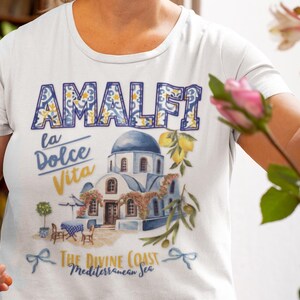 Amalfi Coast Travel Shirt, Comfort Colors Tee for Women, La Dolce Vita Italy Tee, Mediterranean Beach Vacation, Lemons & Olives Shirt