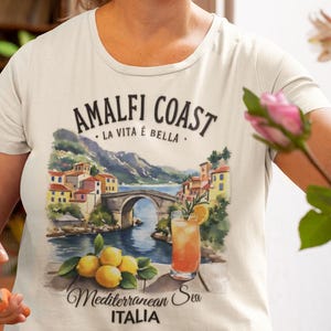 Amalfi Coast Travel Shirt, Comfort Colors Tee for Women, La Dolce Vita Italy Tee, Mediterranean Beach Vacation, Lemons & Olives Shirt