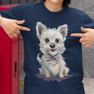 ウェスティ・ドッグ・ママのコンフォートカラーシャツ、面白いウエストハイランドテリアTシャツ、ウェスティ愛好家へのギフト、かわいい犬の飼い主シャツ、ウェスティの飼い主グラフィックTシャツ