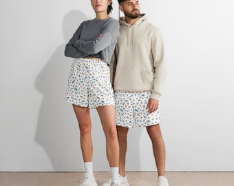 Dragonfly ユニセックス アスレチック ロングショーツ、ホワイト ジムショーツ
