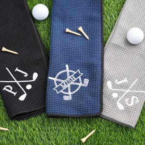 Toalla de golf personalizada, toalla de golf con monograma personalizado, toalla de golf bordada, regalo para él, regalo para papá, regalo para padrinos de boda
