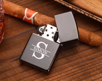 Personalized Engraved Lighter: Windproof Lighters, Anniversary Couple Gift, Groomsmen Gifts for Him Dad Brother