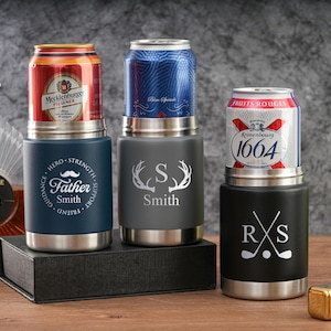 Personalized Metal Can Cooler: Engraved Groomsmen Gift