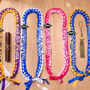 Personalized Class of 2026 Graduation Lei, Custom Braided Ribbon Lei, Gift for Him Her