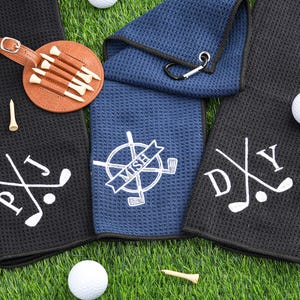 Toalla de golf bordada, toalla de golf personalizada, toalla de golf con monograma personalizado, regalo para él, regalo para papá, regalo para padrinos de boda