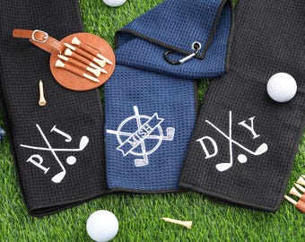 Personalisiertes besticktes Golftuch: Mikrofaser-Waffel-Design