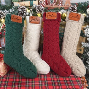 Personalized Knitted Christmas Stocking: Custom Name, Rustic Decor