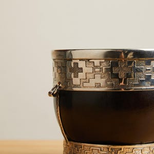Argentinian Mate Cup, German Silver Engraved Band, Argentinian Gift, Premium Mate Cup, Handcrafted Argentinian Design
