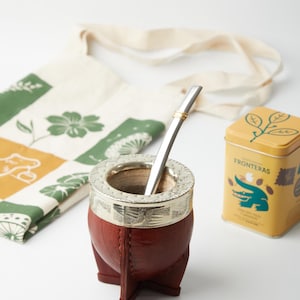 Mate set, Leather Imperial Mate Cup, flavoured Yerba mate, Argentine Gift, Yerba Mate Can, Mate Gourd Cup