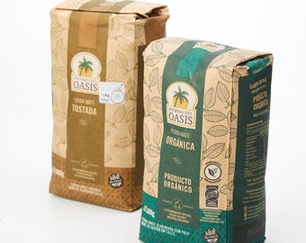Bolsa de mano + 2 paquetes de yerba mate orgánica + yerba matera de cuero / Set de regalo premium para exteriores: ideal para el parque, la playa y momentos de viaje