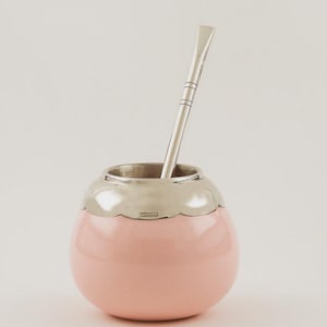 Yerba Mate Ceramic CUP| Handmade with German Silver | Argentine Artisan Design | Calabash or Ceramic Bombilla Included