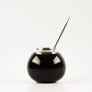 Yerba Mate Ceramic CUP| Handmade with German Silver | Argentine Artisan Design | Calabash or Ceramic Bombilla Included