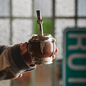 Yerba Mate Gourd Cup: argentinian gift, Unique Artisan Argentine Yerba Mate Cup, Special Argentine Mate