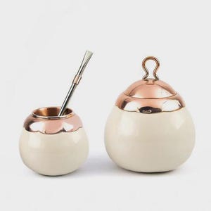 Yerba Mate Gourd & Yerba Mate Bowl Set | Handmade with German Silver | Argentine Artisan Design | Calabash or Ceramic | Bombilla Included