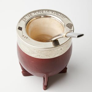 Personalized Mate Cup Gift – Handcrafted Leather Gourd with German Silver | Unique Argentine Present to Celebrate Loved Ones