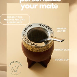 Personalized Mate Cup Gift – Handcrafted Leather Gourd with German Silver | Unique Argentine Present to Celebrate Loved Ones