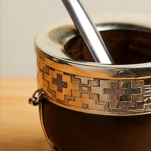 Premium Gourd Mate Cup, German Silver Band, Argentine Gift, Unique Argentine Mate, Premium mate cup, Gift for Her, Gift for Him
