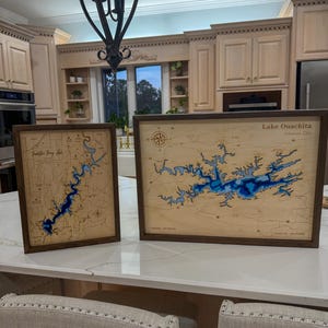 ELK meer op maat gemaakte houten kaart, decor meerhuis, houten meerkaart, 3D, op maat, meerkunst, meer