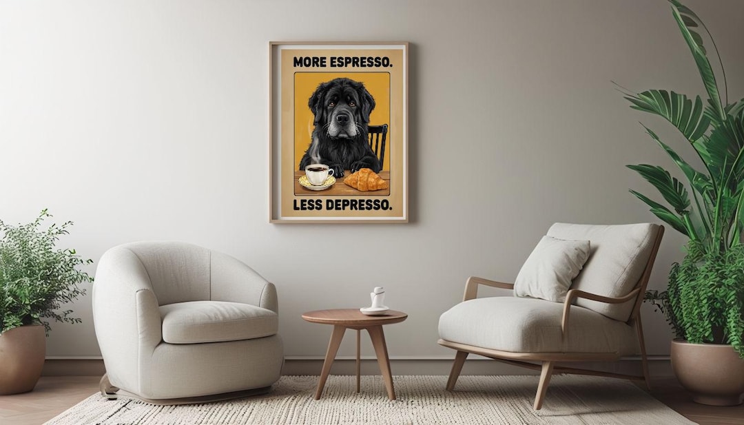 More Espresso Less Depresso dog Poster Print Retro Print Trendy more-espresso-less-depresso-dog-poster-print-retro-print-trendy