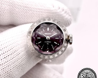 RARE Vintage Chandler Black Enamel Watch With Floral Design