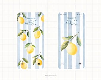 Amalficitroen iPhone-achtergrond Esthetisch Aquarel Strepen Behang Summertime Vibes Italian Summer Achtergrond Pinterest Girl Cutecore