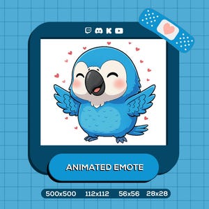 Emote animado de loro kawaii / Emote de saludos de subtítulos en Twitch Kick Discord Youtube