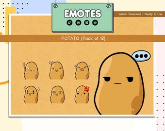 Kawaii Potato Emotes: Funny Streamer Pack (Digital Download)