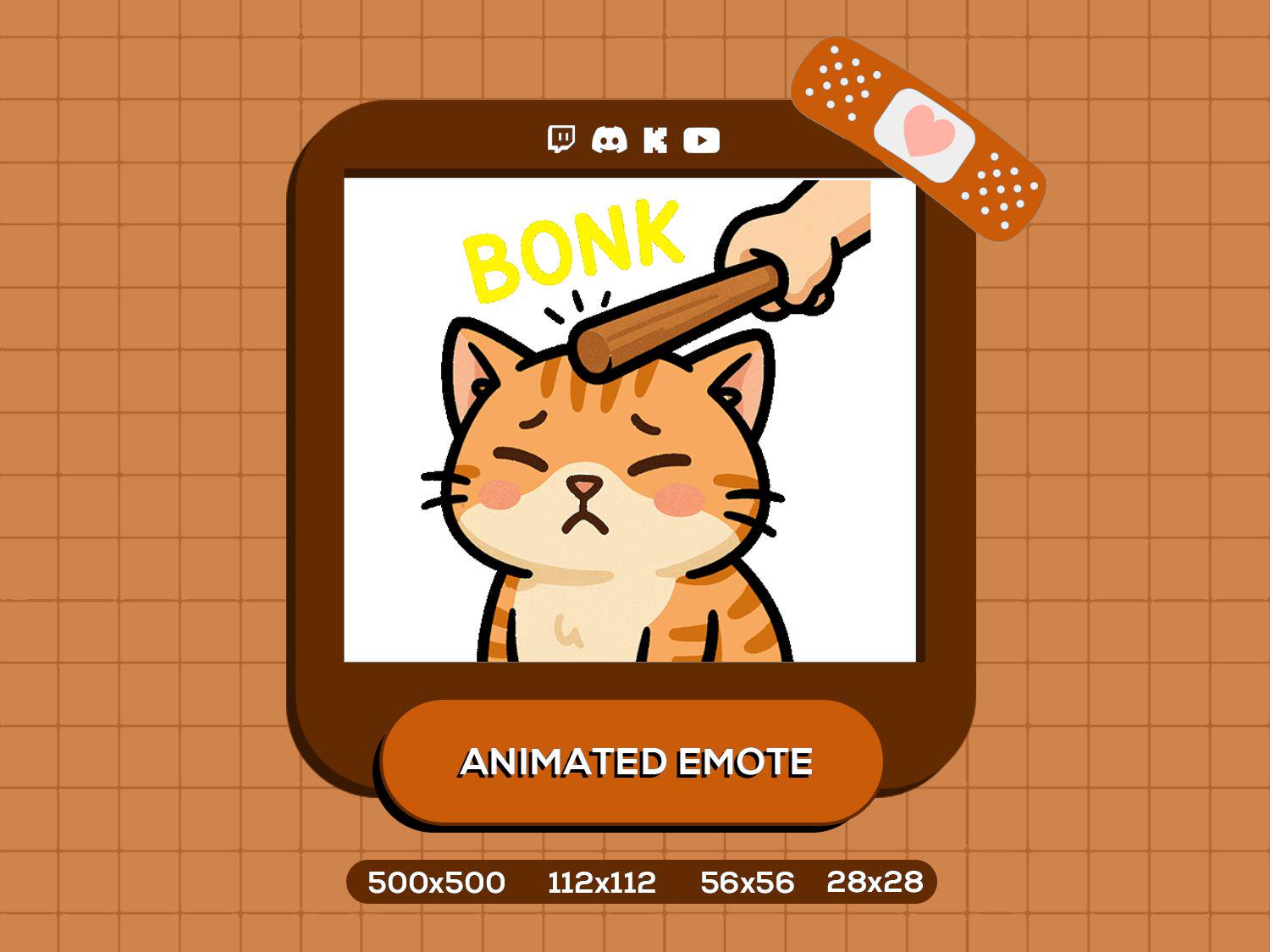 Bonk Animated Emote Kawaii Cat Twitch, Discord, Kick - Etsy