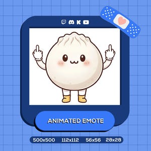 Kawaii Dumpling Middle Finger Animated Emote | Sassy GIF Twitch Kick Youtube Discord
