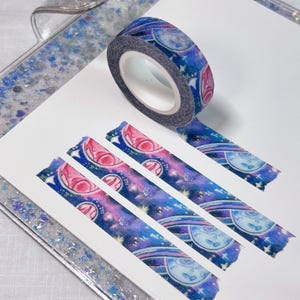 Fita Washi Wonder Sparkly – Papelaria Bookish Galaxy de 12 mm | Washi Celestial | Fita Glitter para Diários, Agendas e Scrapbooking