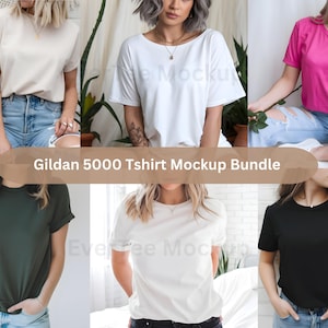 Gildan 5000 Mockup Bundle, Gildan Tee Shirt Mockup Bundle Print On Demand, Apparel Mockup Bundle, Gildan Mockup Bundle