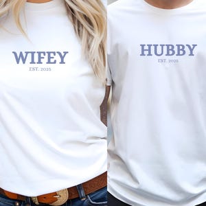 Hubby & Wifey Shirt Couple Tshirt Wedding Party Shirt Honeymoon Shirt Wedding Gift  Wife Husband Engagement Gift