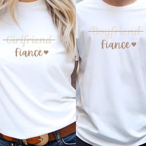 Boyfriend & Girlfriend Shirt Couple, Fiance Tshirt, Wedding Party Shirt, Honeymoon Shirt Wedding Gift, Engagement Gift