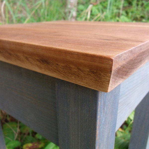 Blue Stained End, Side Table - Black Cherry Top