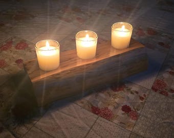 Live edge candle holder