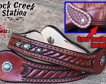 Deluxe Spur Leathers, Rope Tooled, Antiqued Brown, Lined, Wear your spur straps w/o spurs!