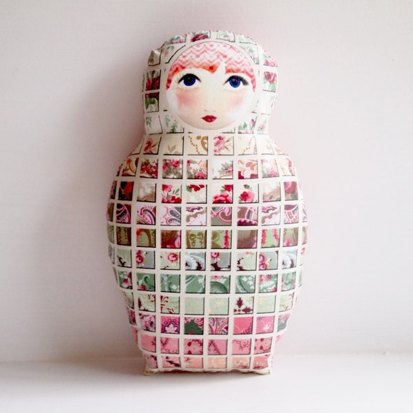 Art Doll Home Decor Matryoshka Mosaic - mini pillow