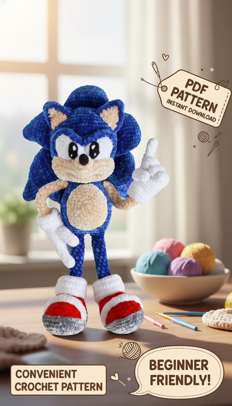 30 Sonic Crochet Patterns to Stitch for Fans of the Fastest Hedgehog 4 Sonic-Inspired Blue Hedgehog Plush PDF Pattern
