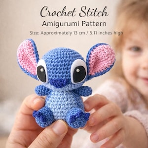 Stitch Crochet Pattern PDF Amigurumi Alien Tutorial DIY Blue Monster Plushie 13cm Digital Download