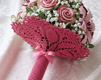 Crochet Bouquet Holder Pattern PDF Wedding Flower Handle Wrap DIY