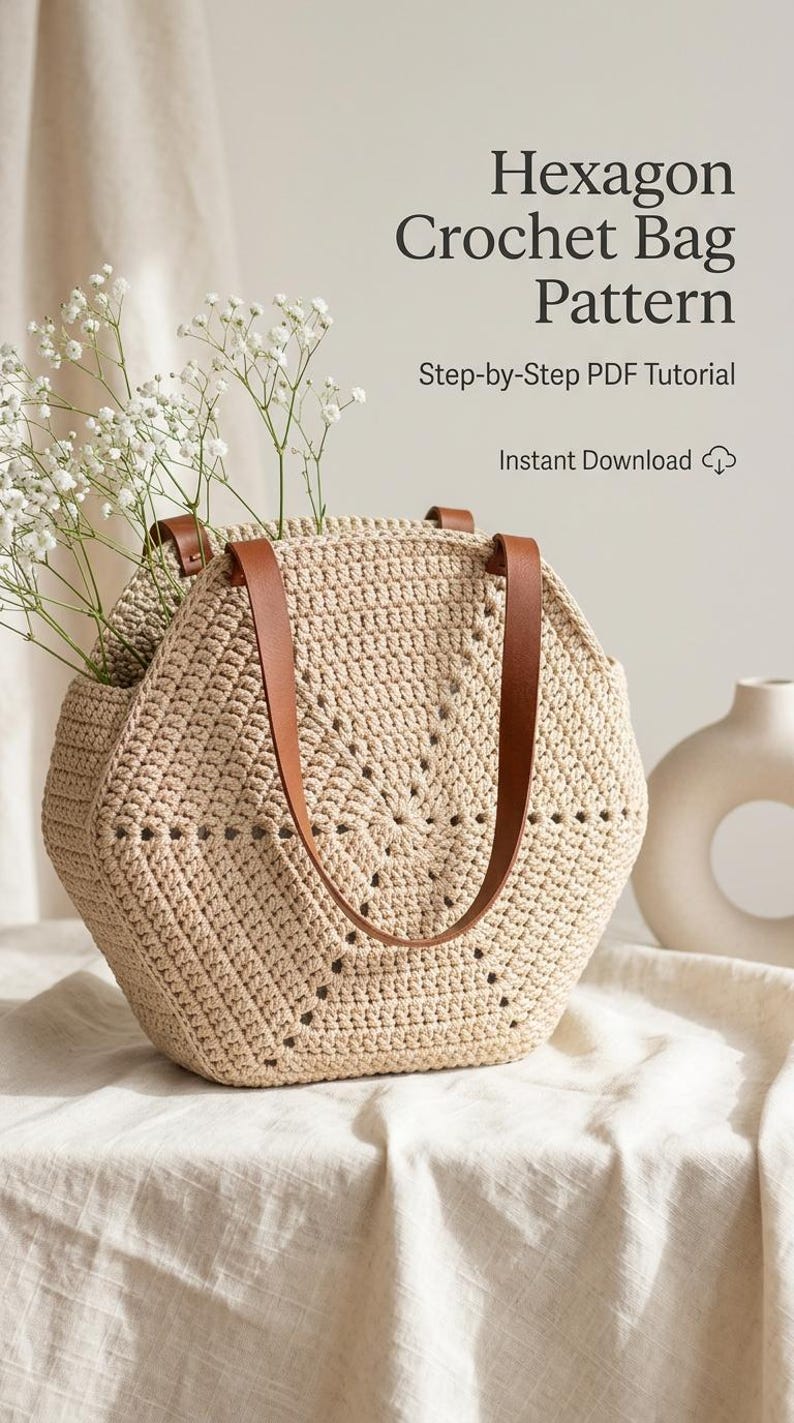 Crochet Hexagon Bag Pattern PDF – Modern Summer Tote Digital Download ...
