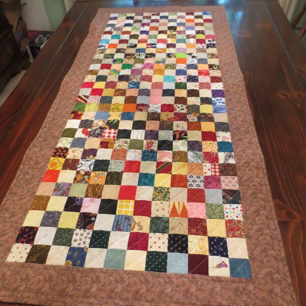 Scrappy Table Runner, Quilted, Country, 24 x 52 inches