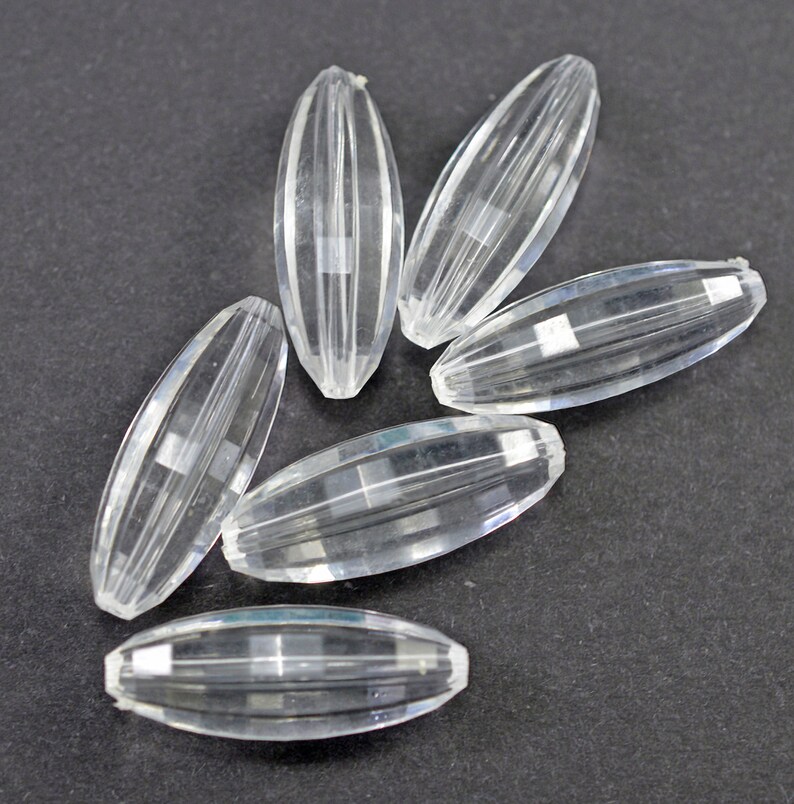 Faceted clear acrylic long beads 12x35mm 1373 Etsy