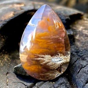 Plume agate purple cabochon