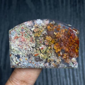 Moss Agate Cabochon 49x21x6 mm Landscape Stone Rectangle Cab Natural Green Red Scenic Agate Jewelry Making Supply Unique Collector Gemstone