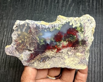 Polished Moss Agate Slice: Natural Stone Slab for Jewelry, Crafts & Decor