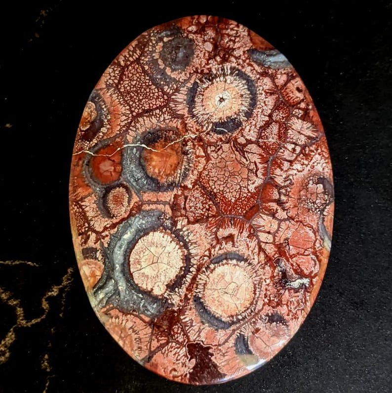 1 Piece Red Fossil Coral Flat Back Gem Cabochon gem for rings, wire wrapping, pendant setting, macrame or metalsmith jewelry supplies 58x40