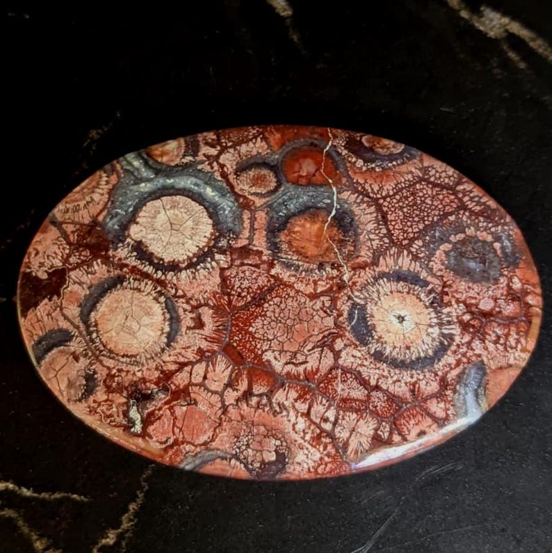 1 Piece Red Fossil Coral Flat Back Gem Cabochon gem for rings, wire wrapping, pendant setting, macrame or metalsmith jewelry supplies 58x40