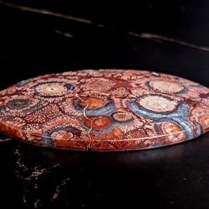 1 Piece Red Fossil Coral Flat Back Gem Cabochon gem for rings, wire wrapping, pendant setting, macrame or metalsmith jewelry supplies 58x40