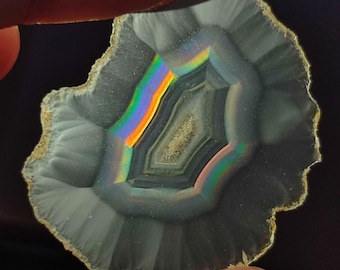 Iris Agate Cabochon 34x24x2mm, Rainbow Iris Agate, Natural Agate Gemstone, Colorful Rainbow Flash, Unique Jewelry Making Stone